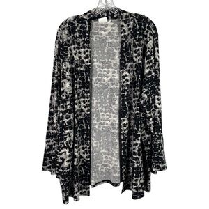 Ulla Popken Cardigan Womens 20/22 Black White Abstract Reptile A Line Jersey